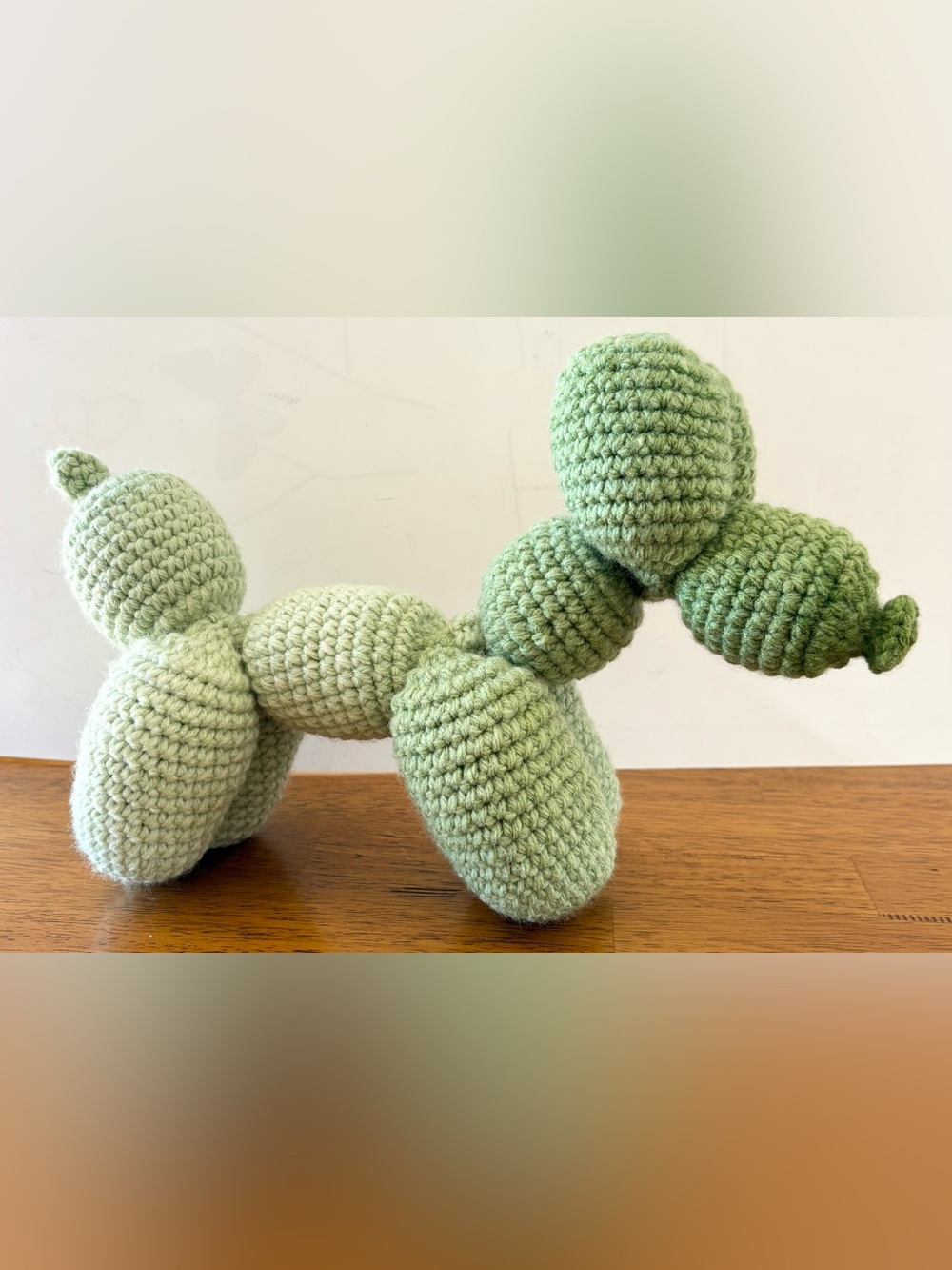 Handmade Crocheted Balloon Dog- Green